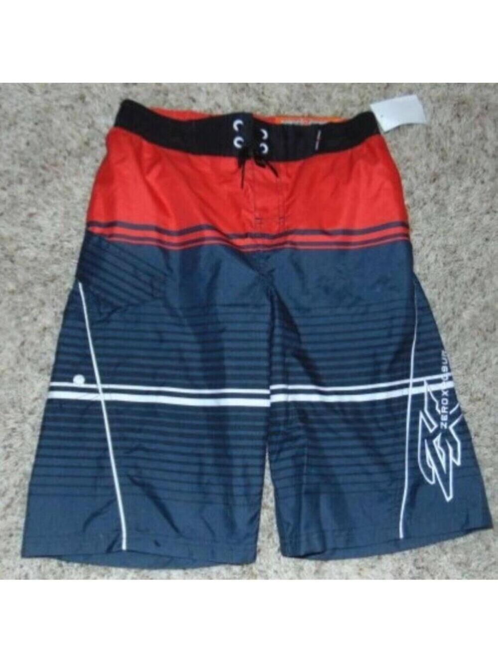 Zeroxposur Swim Shorts 14/16 Boys Red Blue Swimsuit Trunks Drawstring Mesh Liner